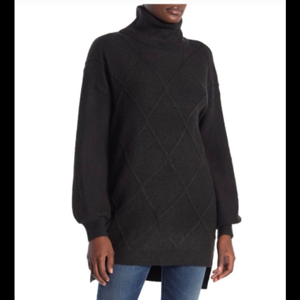 NEW 14TH & UNION black cable knit tunic sweater M